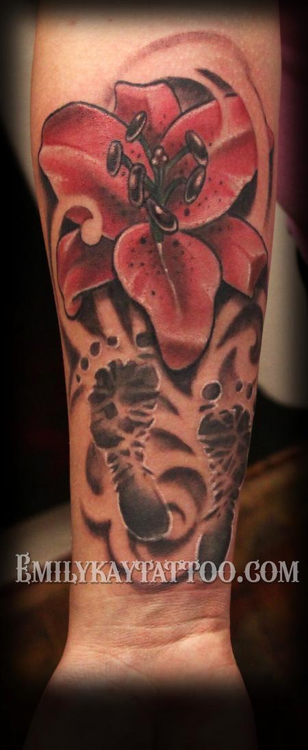 Tattoos - Flower and footprints - 107869